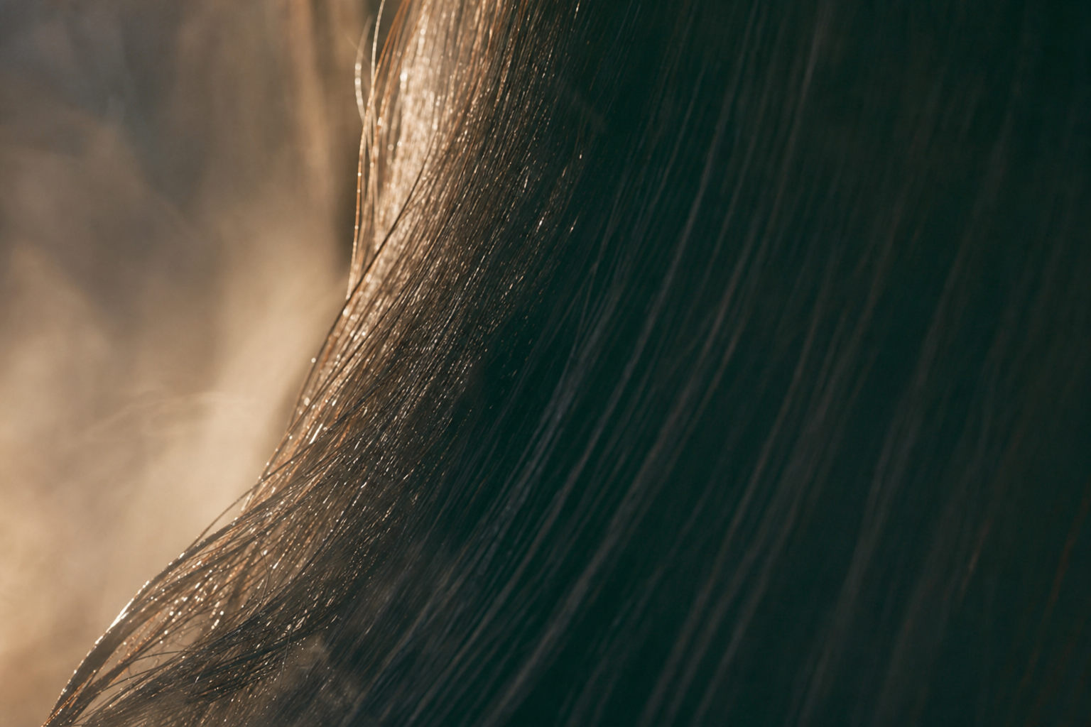 Sleek hair in soft warm steam, fixing low porosity hair with gentle heat.