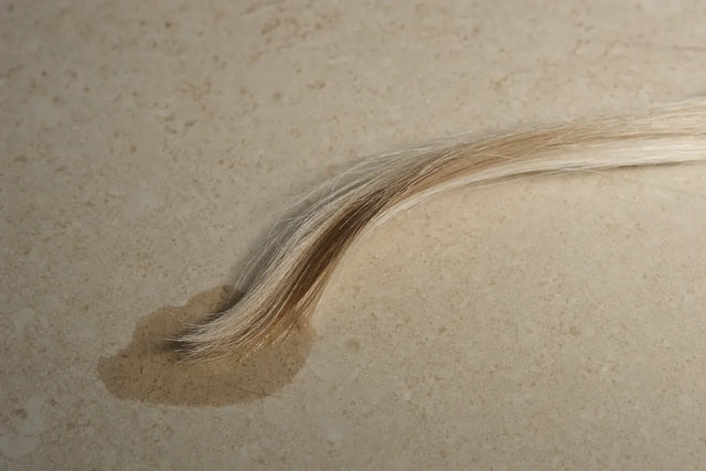 Water soaking into a bleached blonde lock, bleached hair and high porosity.