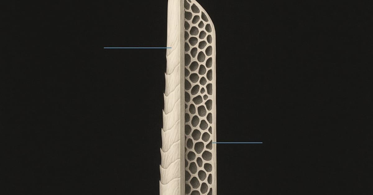 Scientific cutaway of a hair fiber showing the outer cuticle and inner cortex.